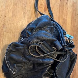 Rugby branded leather backpack